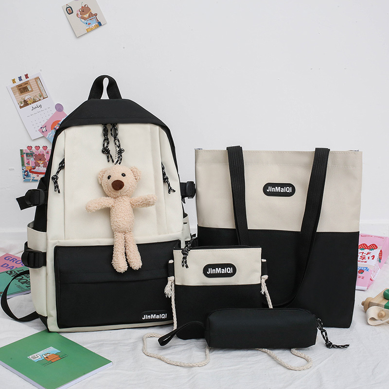 Korean Version Lovely Harajuku Primary School Backpack Senior High School Large Capacity Double Shoulder Bag Black - Shop at LoveMi