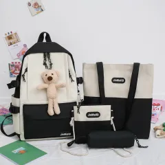 Korean Version Lovely Harajuku Primary School Backpack Senior High School Large Capacity Double Shoulder Bag - Black - View 1
