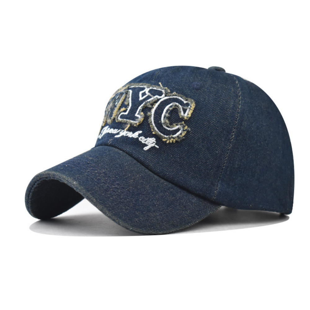 Men And Women Can Both Wear This Distressed NYC Patchwork Letter Embroidery Fashion Retro Style Baseball Cap For Outdoor Outings. It Is Versatile And Suitable For Various Occasions.