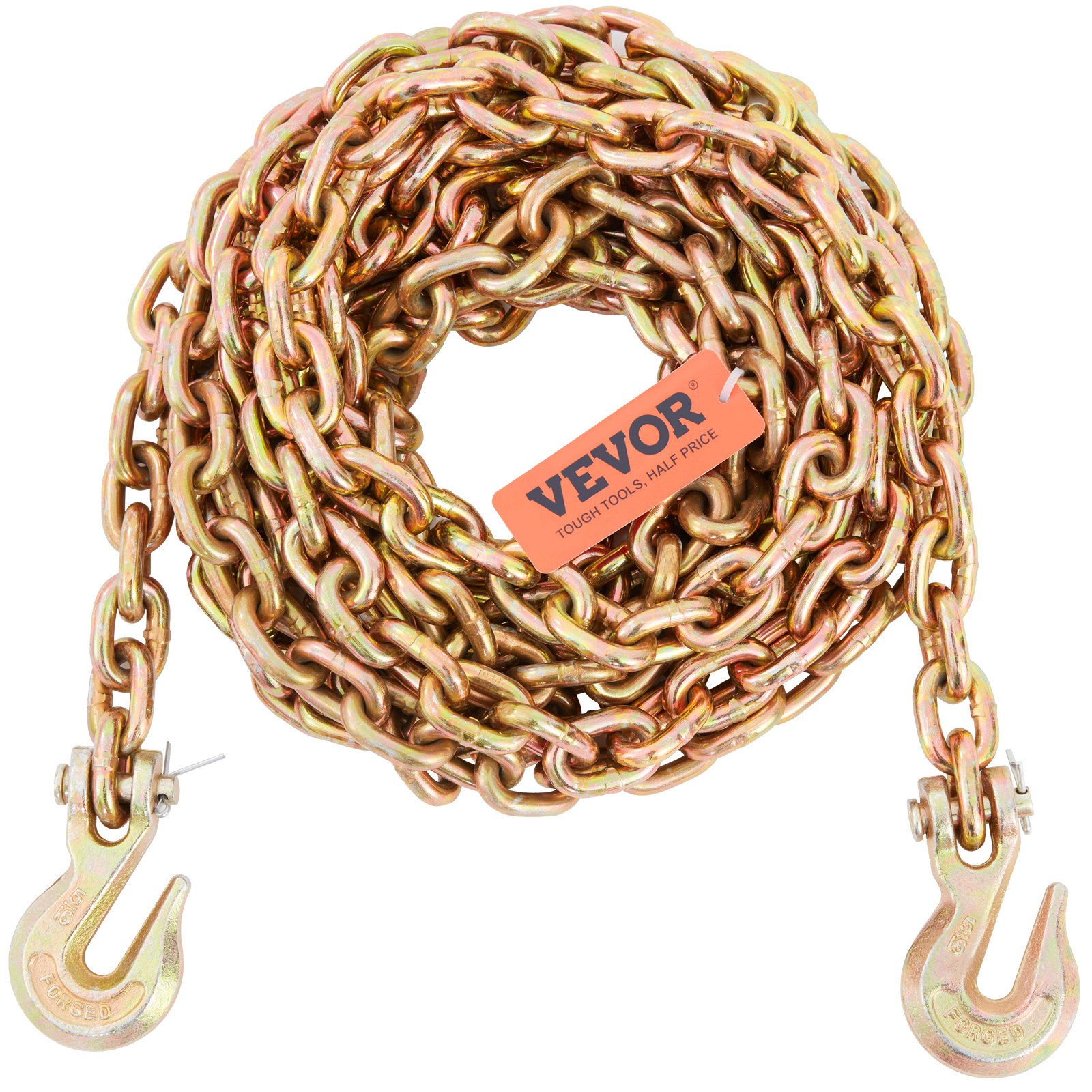 VEVOR Transport Binder Chain, 4900lbs Working Load Limit, G80 Tow Chain Tie Down With Grab Hooks, DOT…