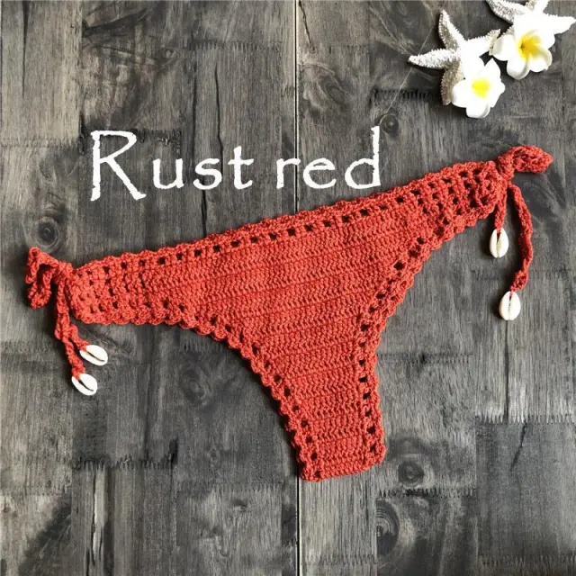 Fashion Vintage Beach Hand Crochet Panties Rust Red - Shop at LoveMi