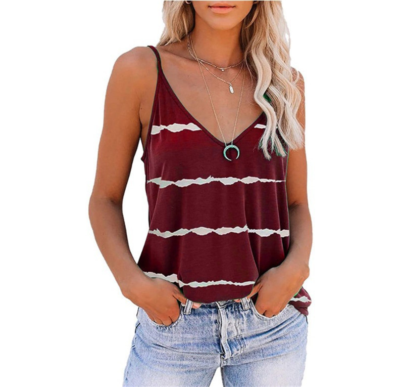 Sexy Sleeveless Camisole V-neck Stripe Print