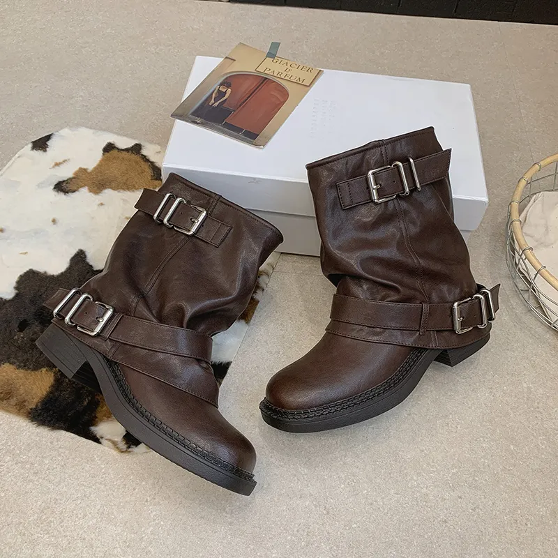 2026 Fall Women's Platform Brown British Style