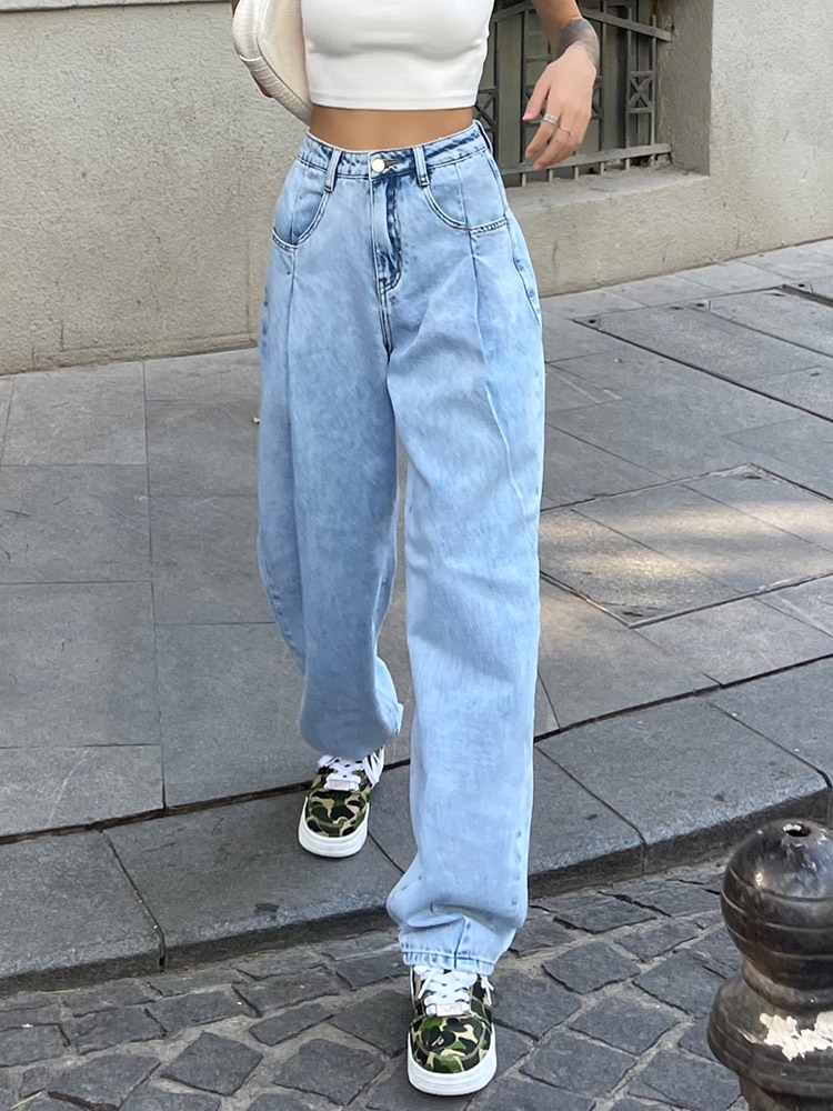 Women's American Retro High Waist Thin Loose Casual Jeans
