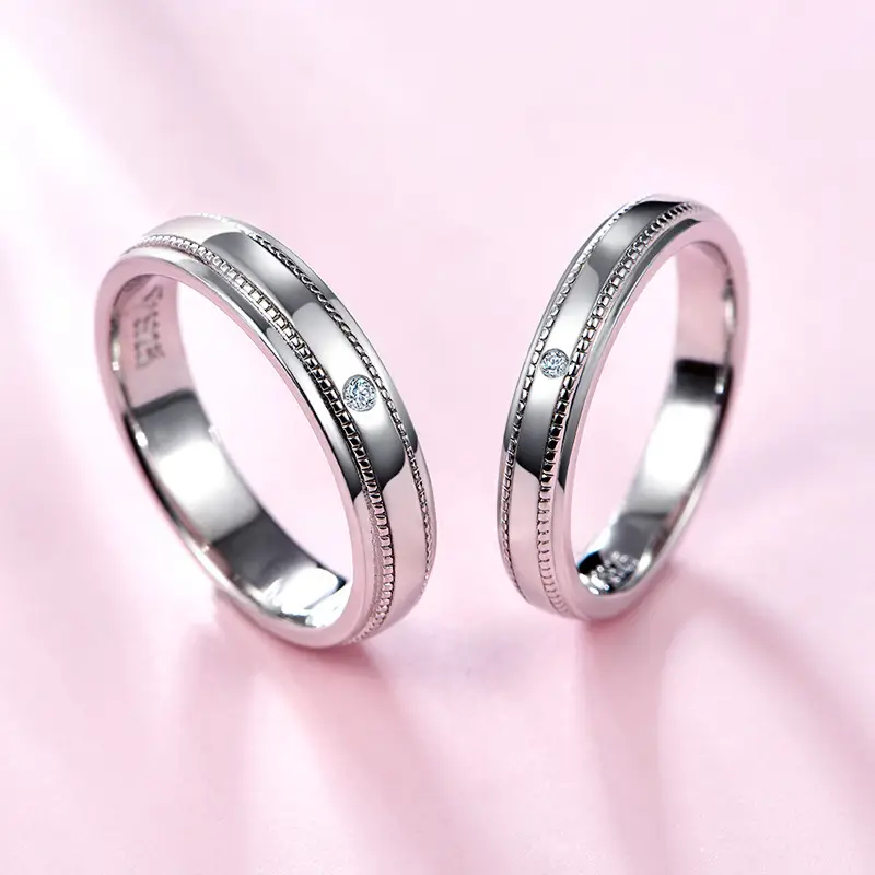 S925 Silver Simple Special-interest Design Couple Ring