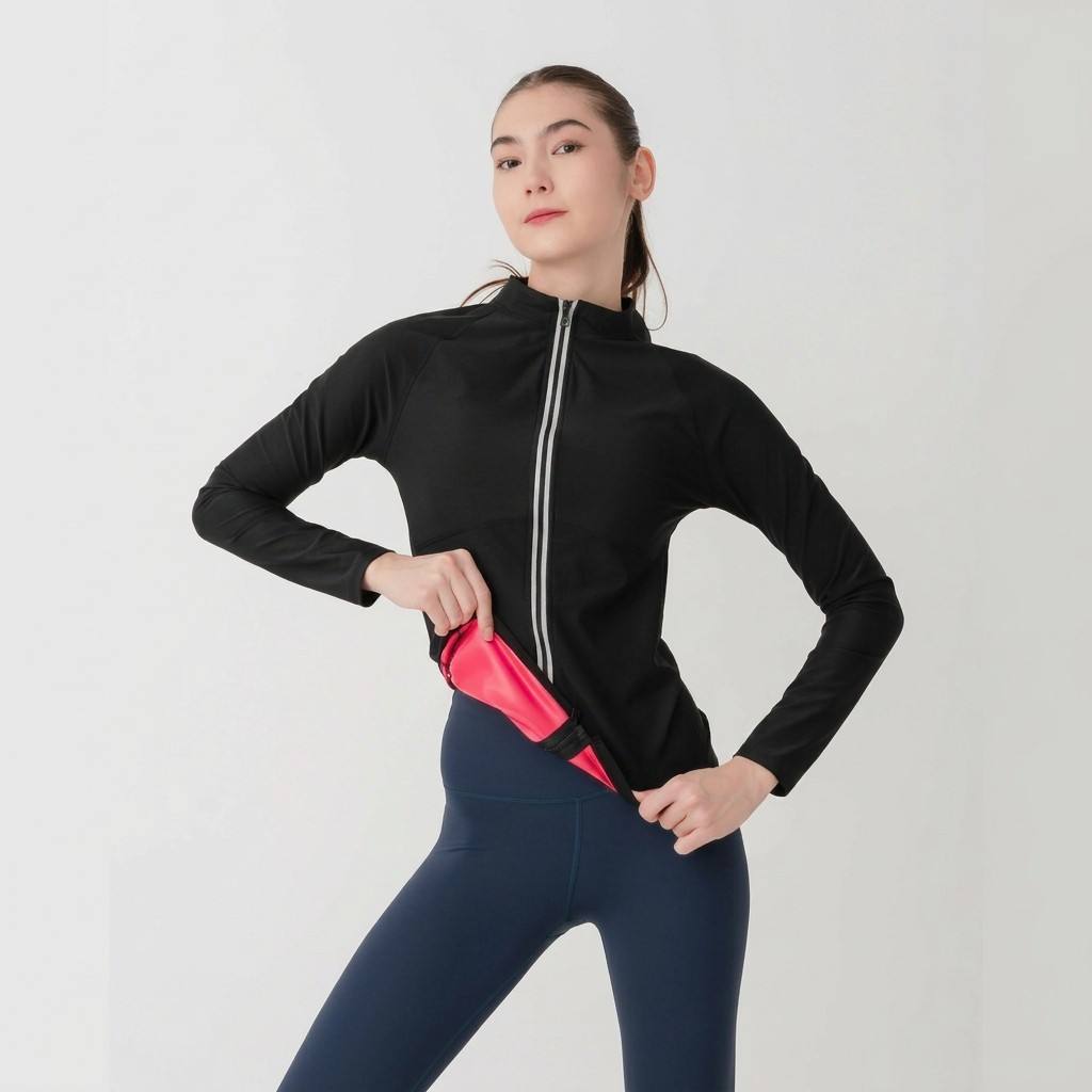 Sauna Jackets For Women Long Sleeves Sweat Suit Weight Loss Shirt Zipper Workout Gym Exercise Body Shaper 7