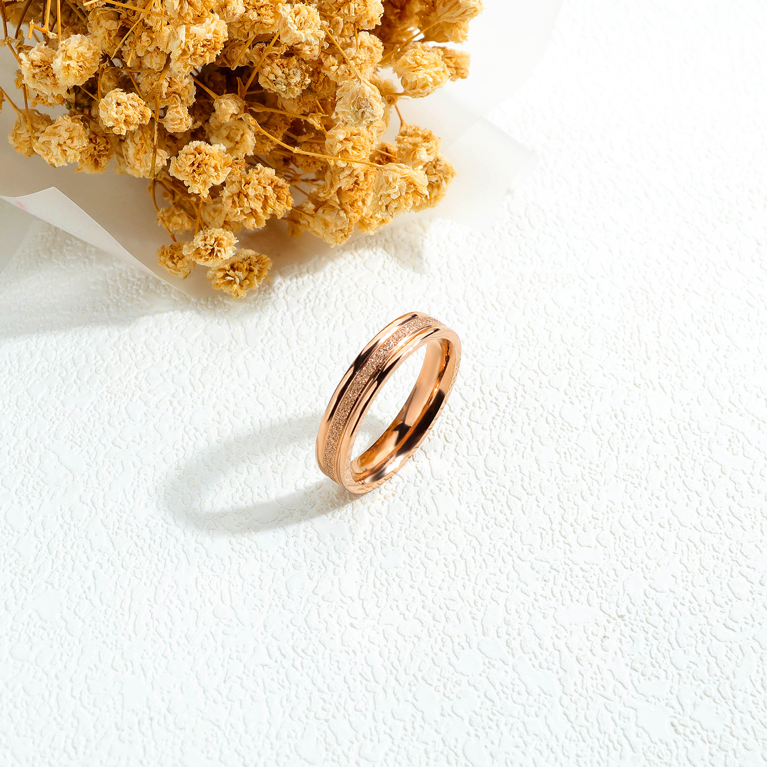 All-match Temperament Titanium Steel Frosted Ring Women