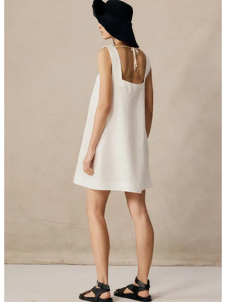 Square Collar Slimming Elegant Wide Shoulder Strap Skirt