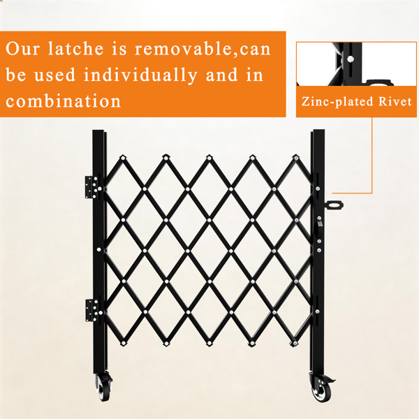 Foldable Security Gate, Expandable Safety Barrier With 360degree  Swivel Casters Lockable Design, Portable Mobile Rolling Barricade For Garage, Warehouse, Driveway And Pool Areas 51.57in H X 74in  W — foto 5