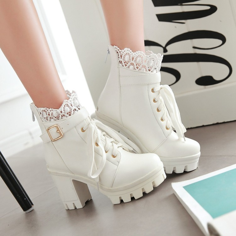 Title 9, Lace Ankle Boots Lace-up Square Heeled Shoes Wo...