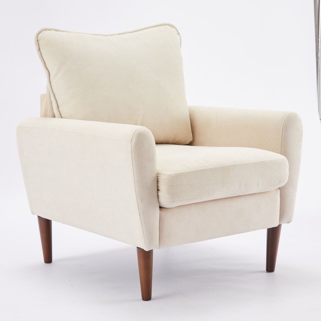 A Reading Chair With Cushioned Seat And Wooden Legs, Along With A Wide Single-person Modern Leisure Sofa image 10