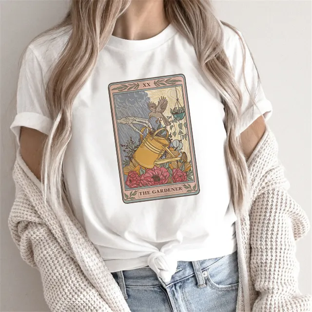Fashion Tarot Women Print T shirts Female Cartoon Tops Color7 - Shop at LoveMi