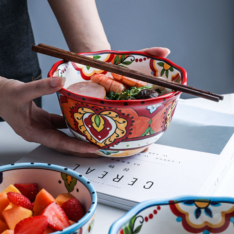 Title 2, Bohemian hand-painted ceramic tableware bowl