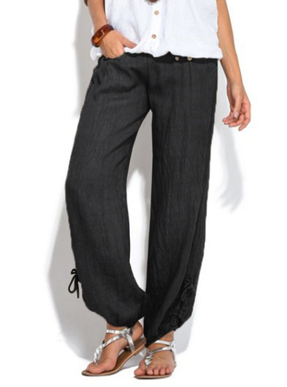 Title 2, Buttoned casual wide-leg trousers, designed for...