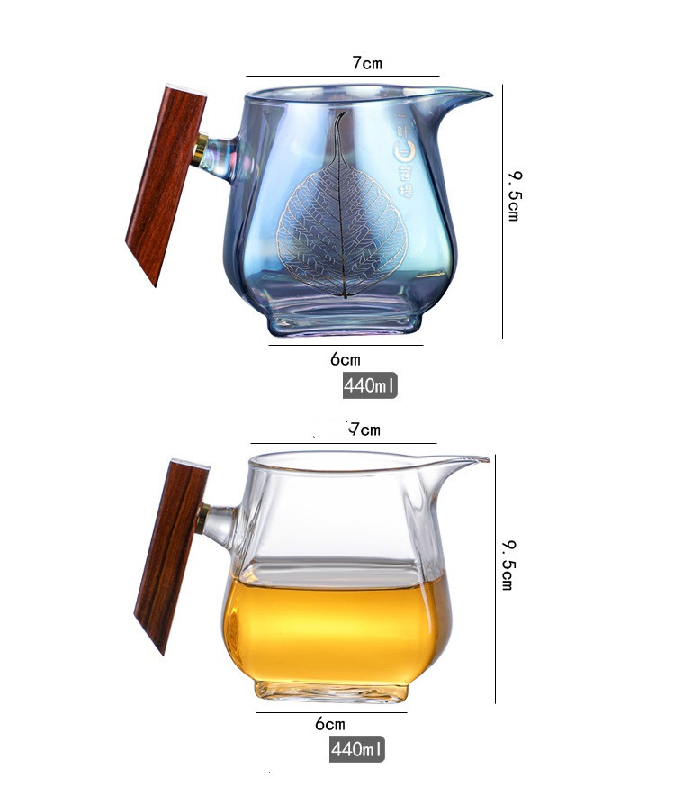Japanese-style Wooden Handle Glass Fair Cup Transparent Shell Color Bodhi Tea Dispenser