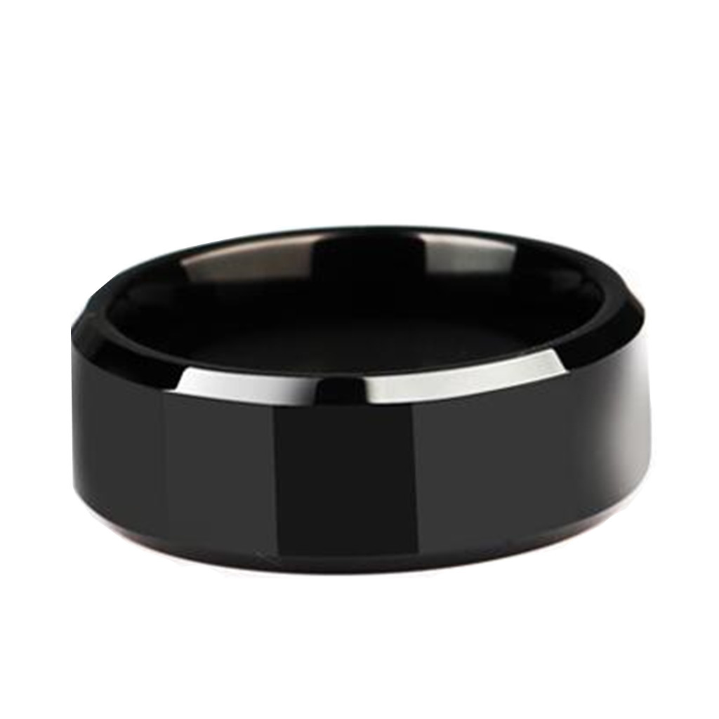 Stainless Steel Black 8mm Smooth Titanium Steel Ring