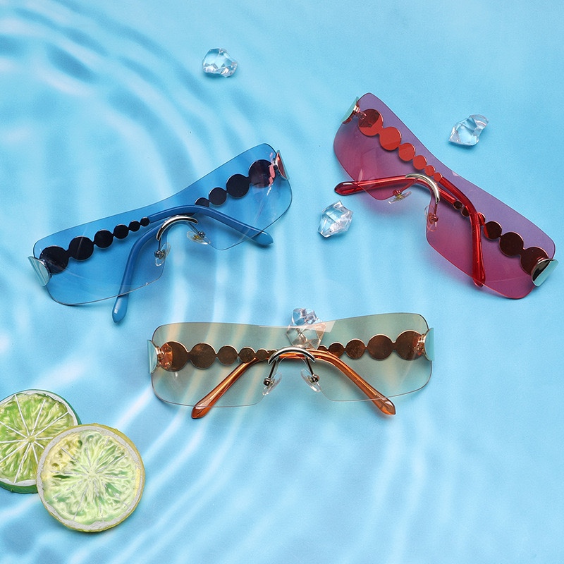 One Piece Rimless Outdoor Sunscreen Sunglasses Concave Styling - Image 9