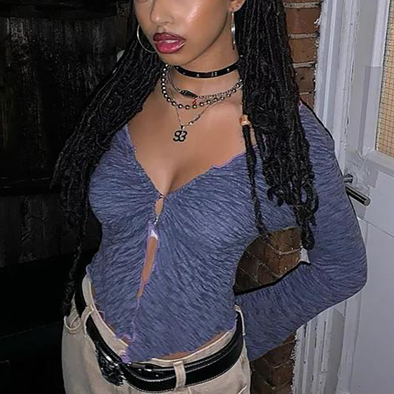 Bold Shade Fairy Grunge Indie T-shirt Flare Sleeve V-Neck Ruched