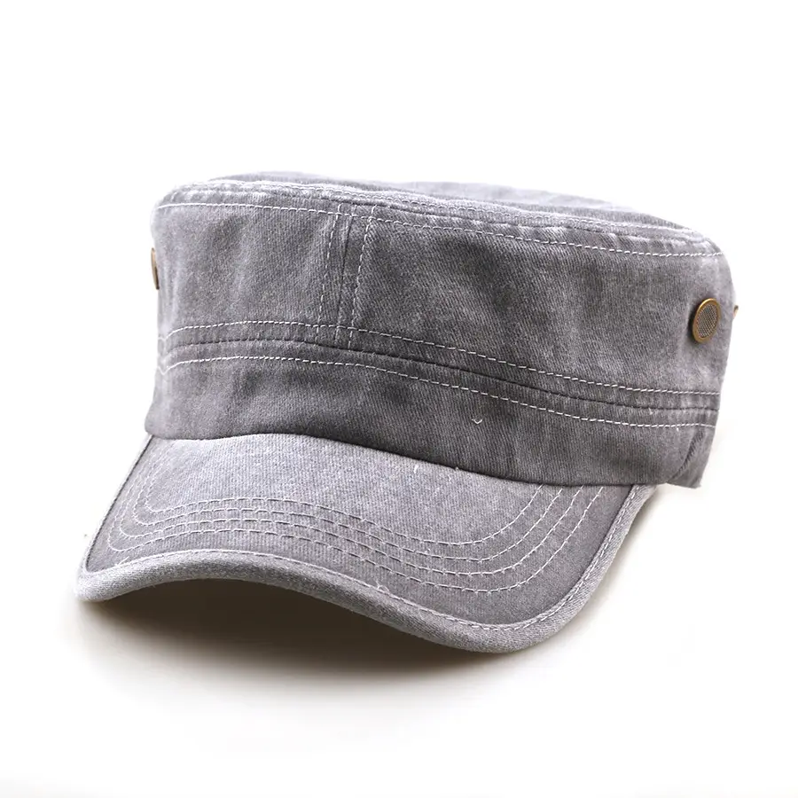 Summer Men's Solid-color Washed Vintage Flat-top Hat, Stylish And Retro Copper Mesh Snap Sun Hat, Casual And Simple Style, Suitable For Outdoor Commuting.