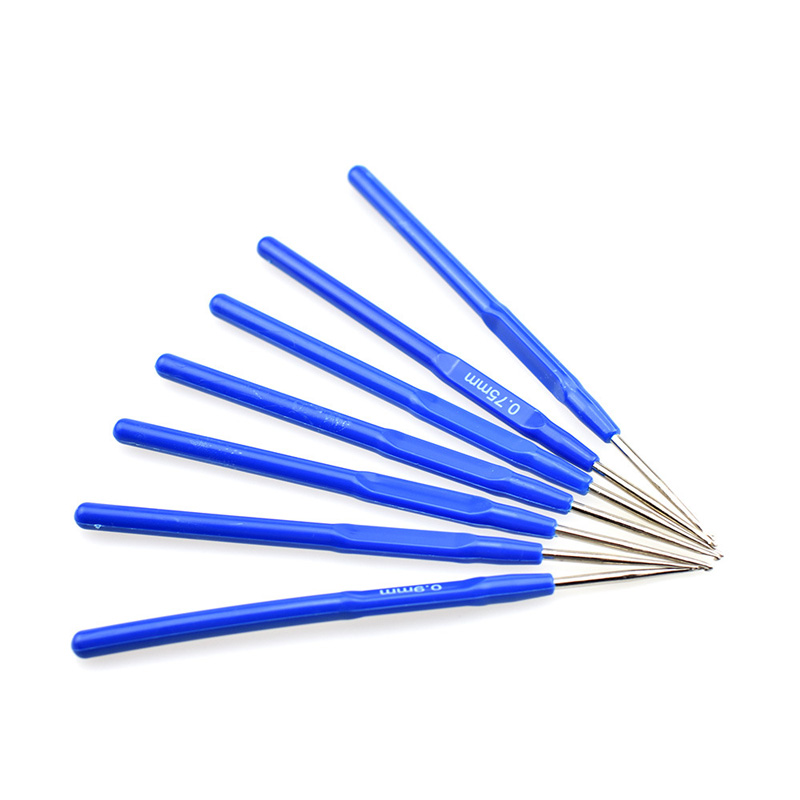 Knitting Tool Set Blue Plastic Handle Crochet (Blue-8PCS)