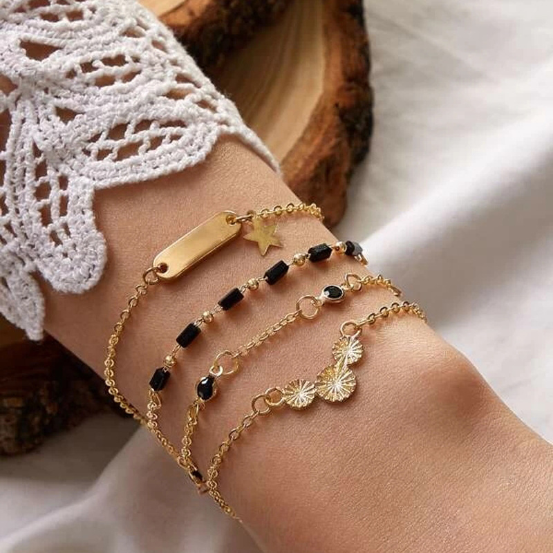 Ethnic Style Rice Bead Daisy Bracelet Set