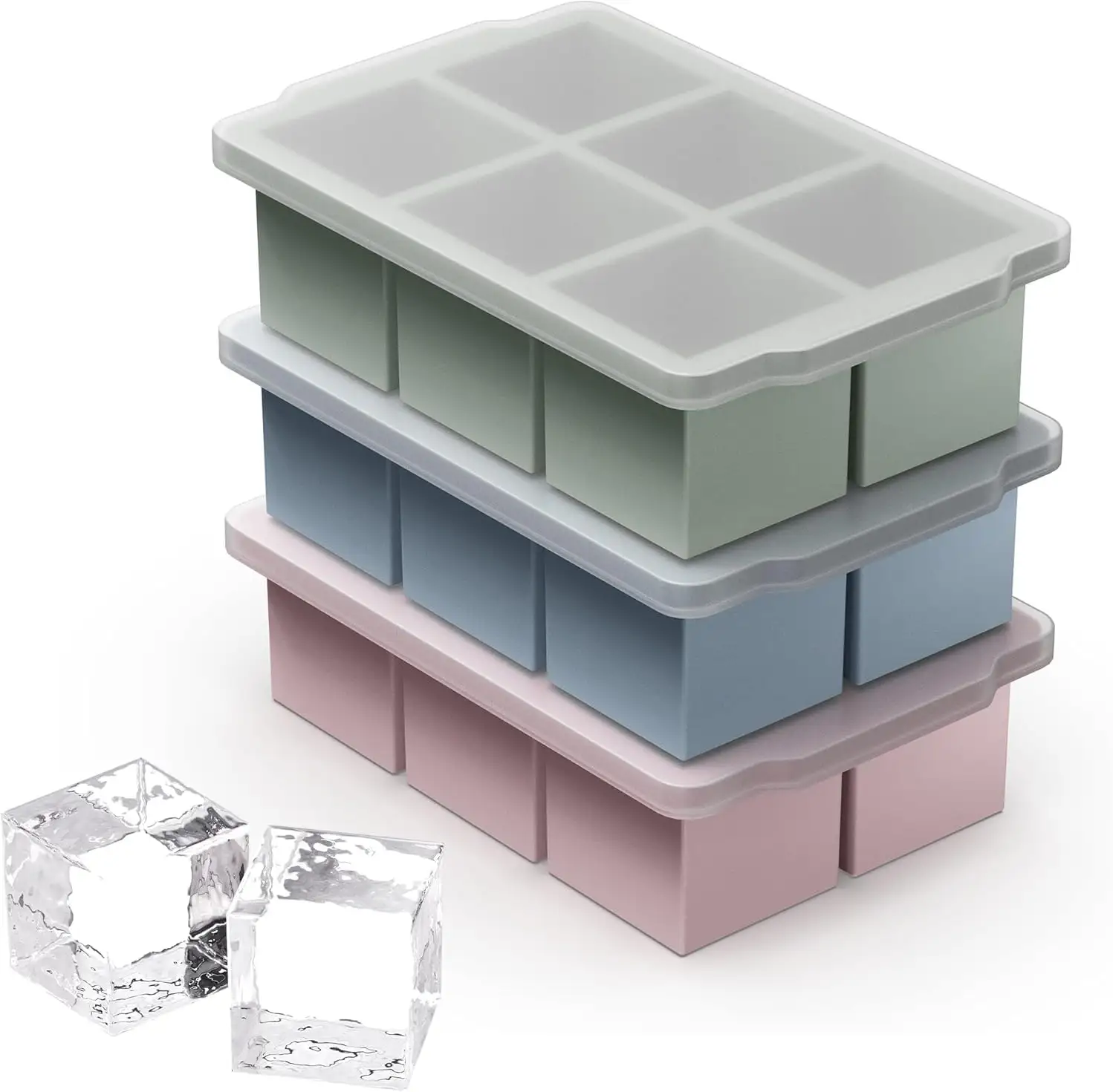 3 Pack Large Silicone Ice Cube Molds