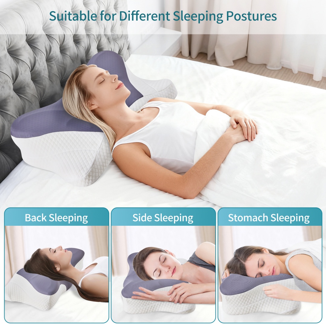 Cervical Neck Pillow, Cooling Ergonomic Memory Foam Pillows  Dual Height Orthopedic Support Contour Pillow For Side — foto 17