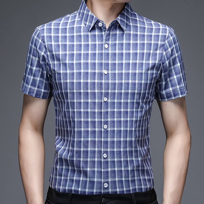 قميص قطني رسمي كاجوال للرجال في منتصف العمر بقياس مناسب