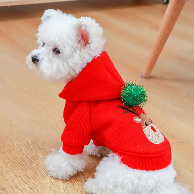 Warm Christmas Elk Dog Skirt Hoodie