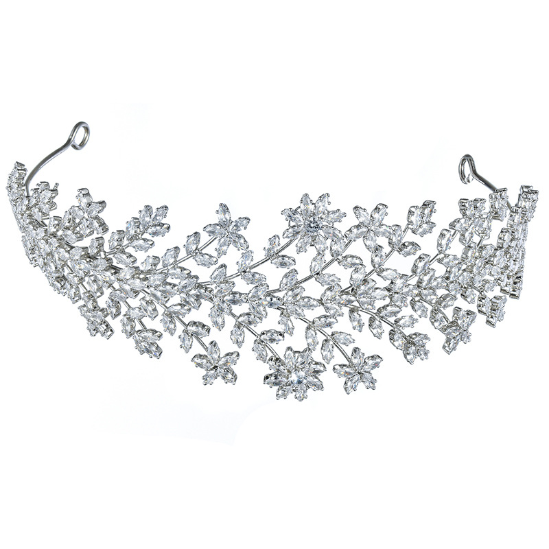Bridal Baroque Hand Braided Copper Zircon Headband Tiara Silver - Shop at LoveMi