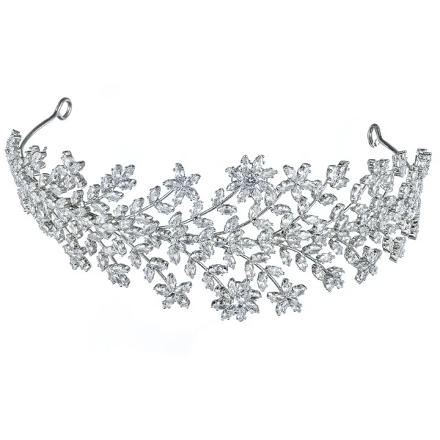 Bridal Baroque Hand Braided Copper Zircon Headband Tiara Silver - Shop at LoveMi