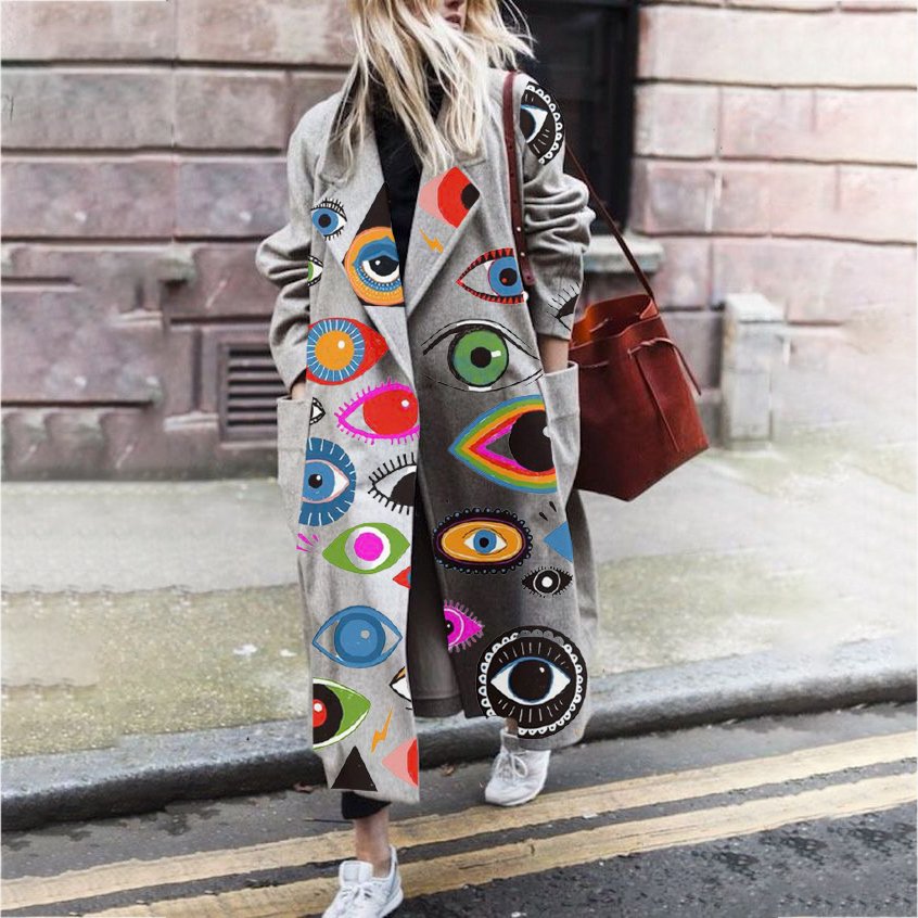 Autumn And Winter Elegant Women's Fashion Lapel Collar Button Long Coat