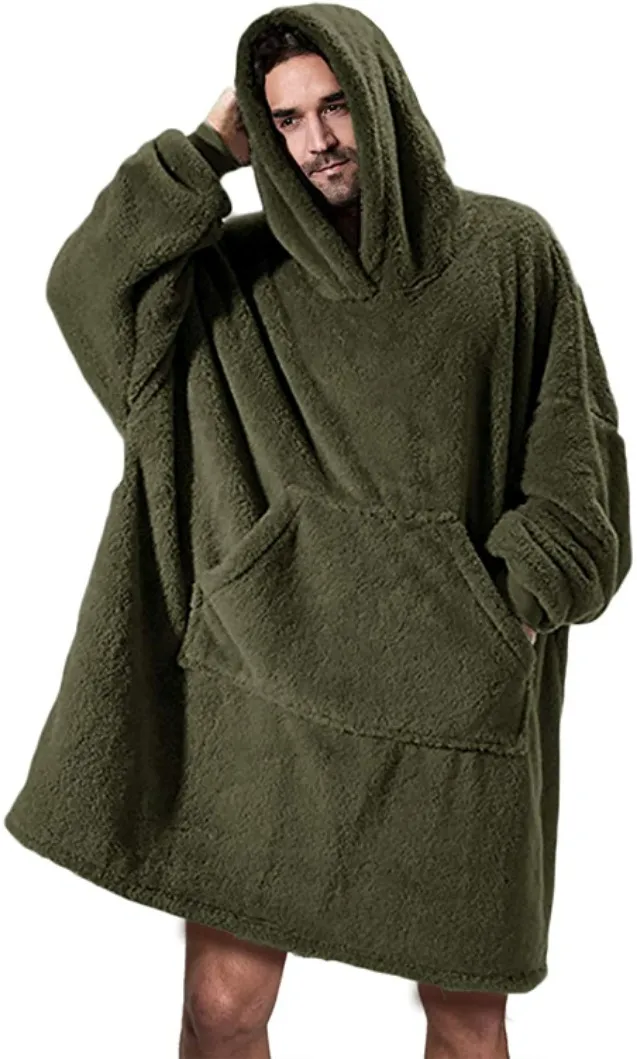 Winter Hoodie Sweatshirt With Big Pocket Women Hooded Tops Clothes Green - Shop at LoveMi