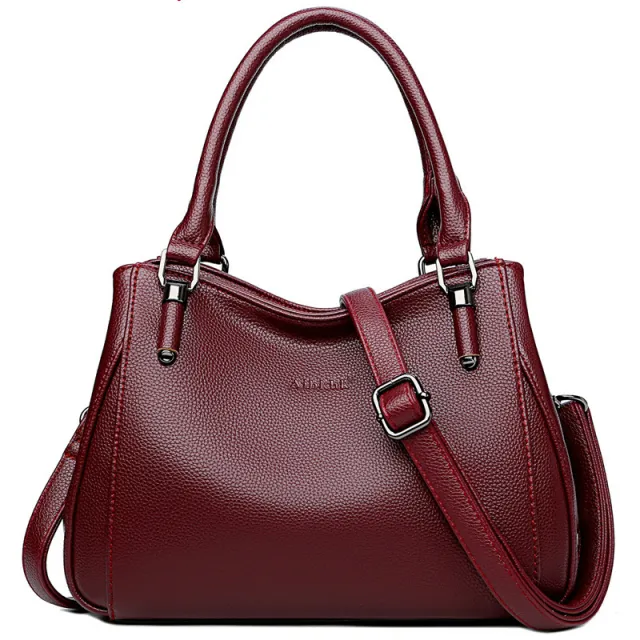 Simple Casual Soft Leather Crossbody Shoulder Bag Deep Fuchsia - Shop at LoveMi