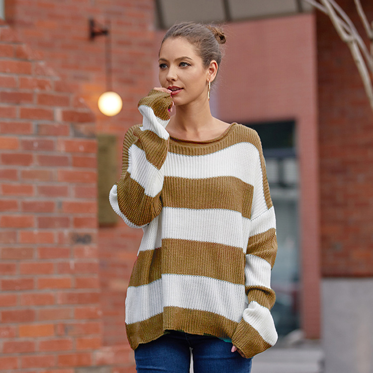 Title 4, Crew Neck Striped Color-block Sweater