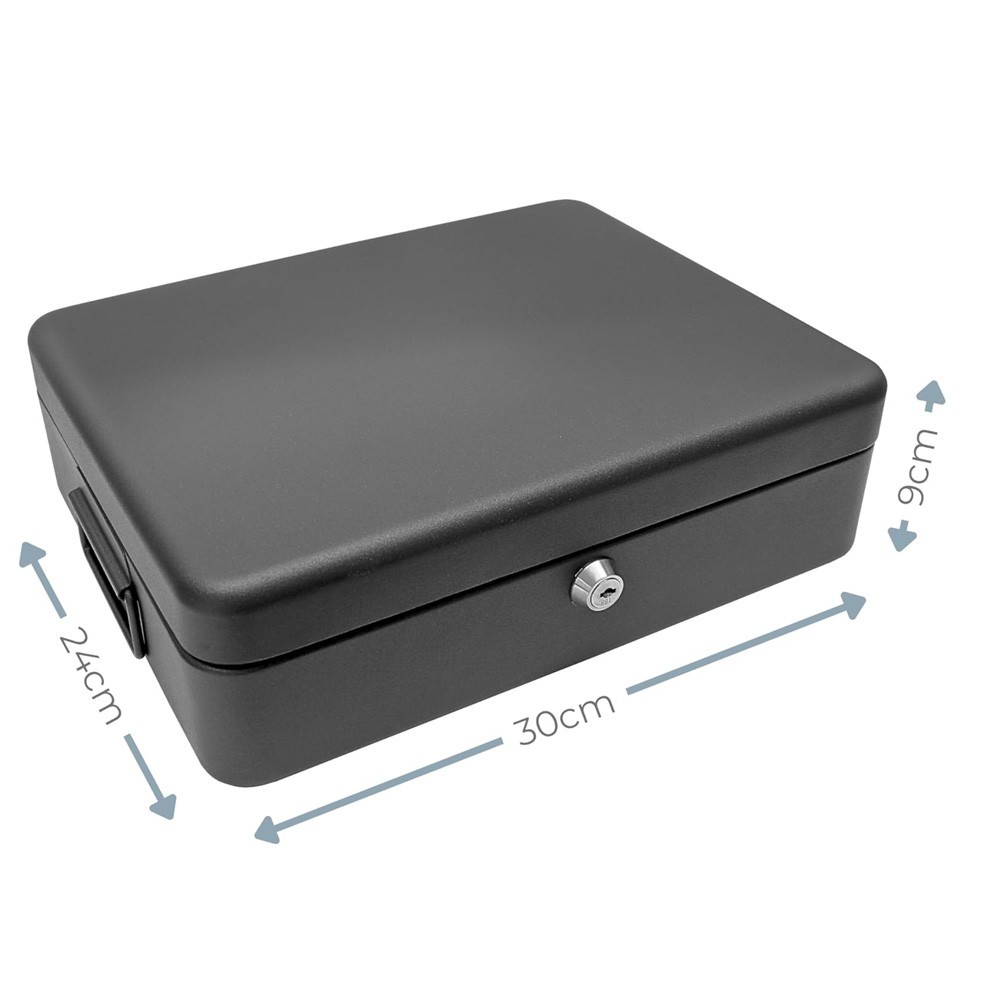 12 Security Cash Document Storage Safety Deposit Secure Lock Key Safe Box Metal