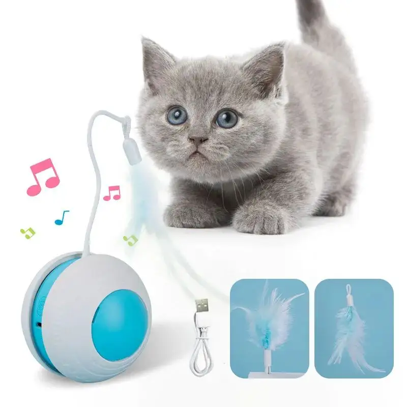 Pet Electric Toy Ball Feather Teaser Cat
