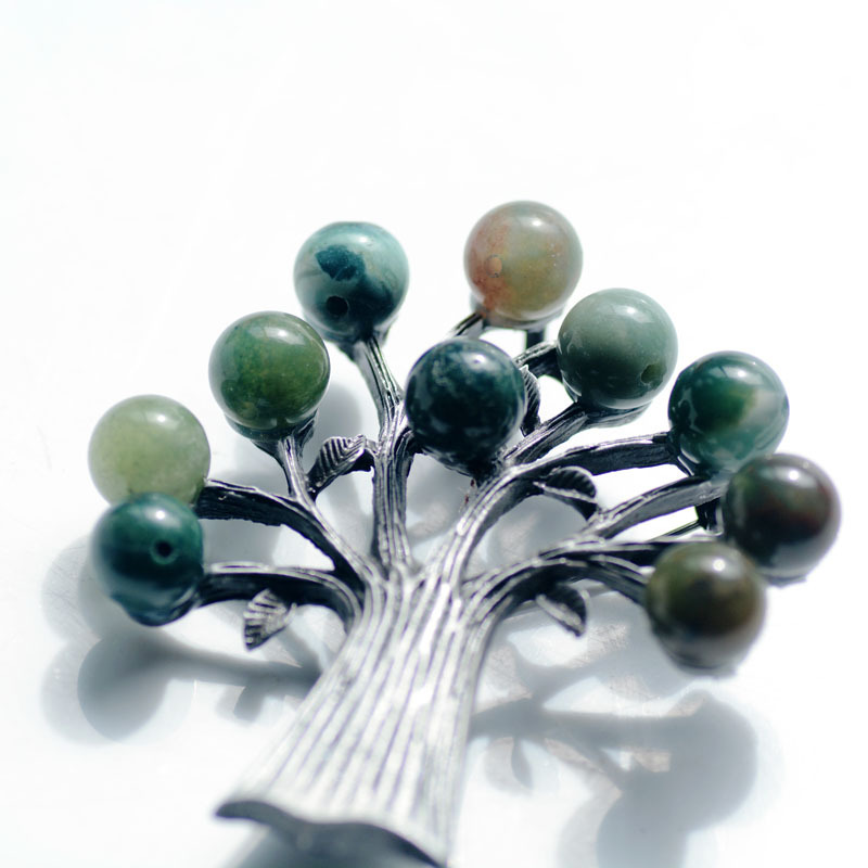 Title 3, Fashionable Natural Stone Tree Retro Alloy Brooch