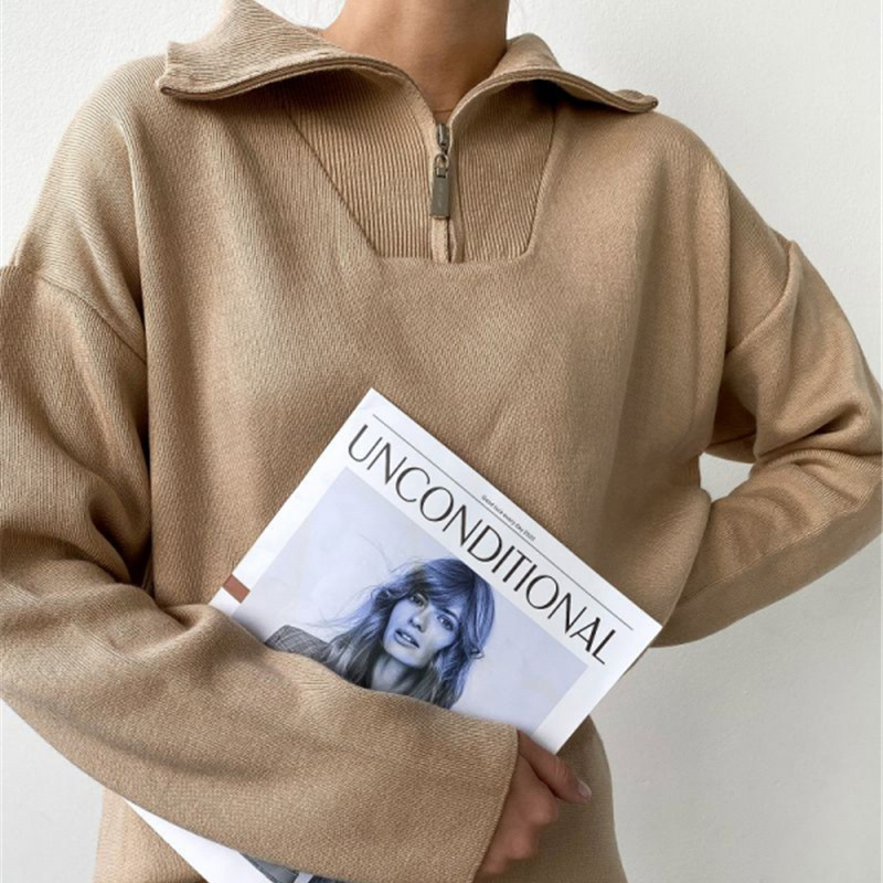 POLO Collar Zipper Autumn And Winter New Lapel Sweater