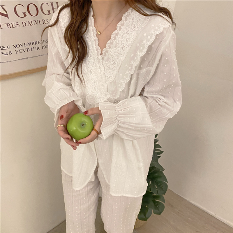 Title 4, Palace Lace Cotton Pajamas Autumn New Home Serv...