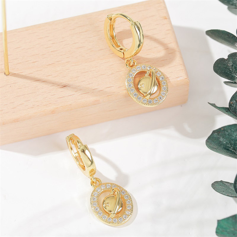 Lovely High Quality Copper Inlaid Zirconium Universe Earrings For Women