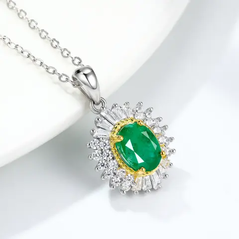 Natural Emerald Pendant Feminine Minority Design Jewelry S925 Silver