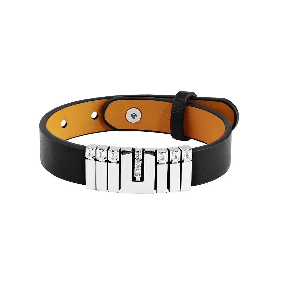 Vintage Business Leather Simple Punk Men's Lettering Bracelet
