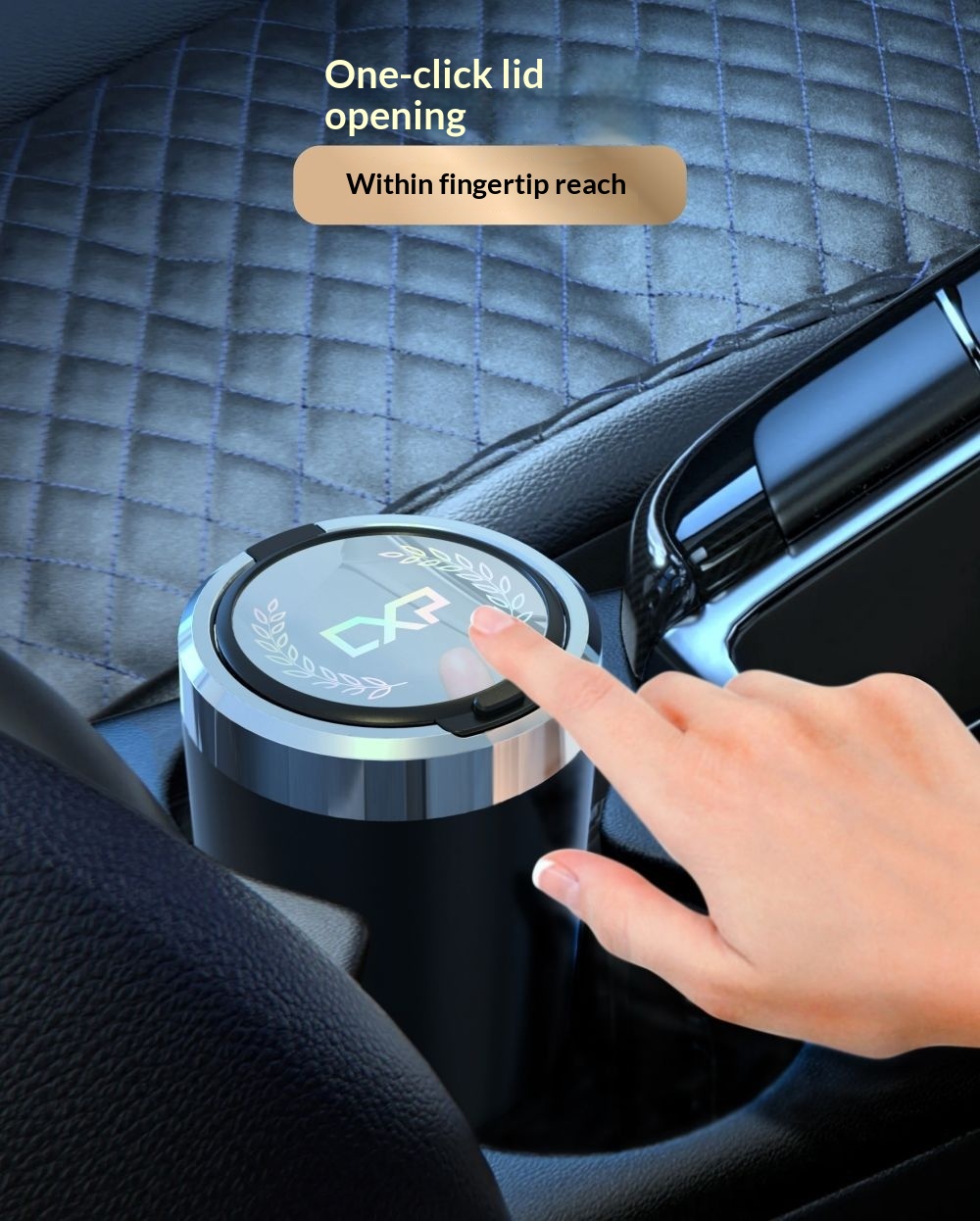 LED One-Button Openable Car Ashtray 3