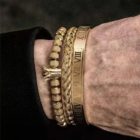 Luxury Roman Royal Crown Charm Bracelet Men Stainless Steel
