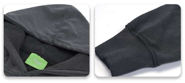 Vintage High Street Distressed Washed Loose Black Hoodie