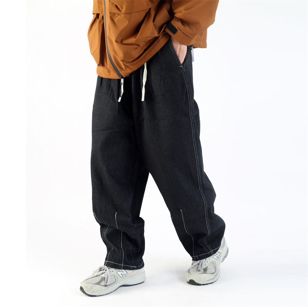 جينز كارغو رجالي واسع بقصة مدببة مستخدمة