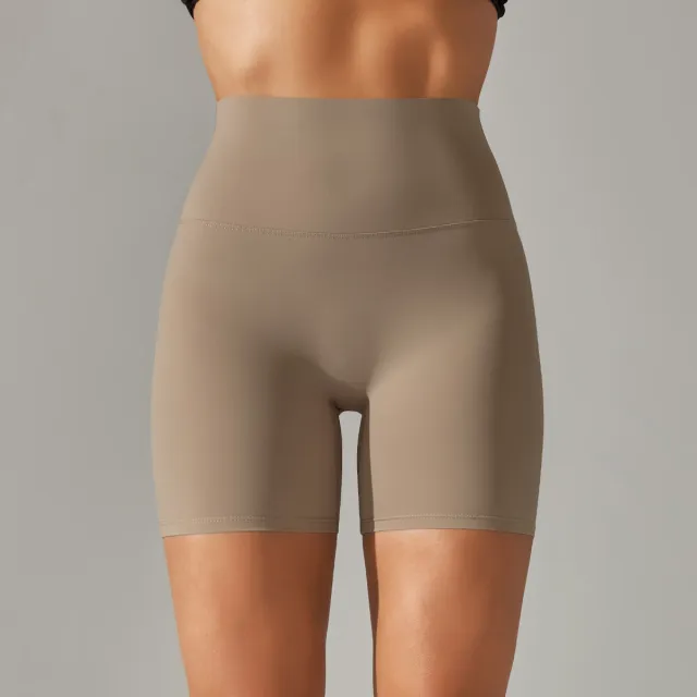 Solid Yoga Shorts With Double Sided Tight Fit Cocoa Color Xs - Shop at LoveMi