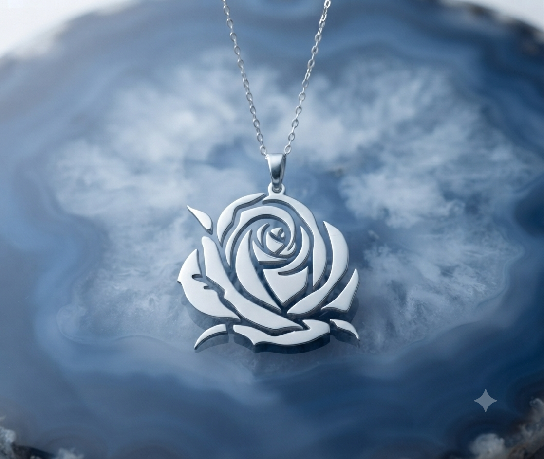 Custom Rose Name Necklace 24K Gold Plated Silver Personalized Gift