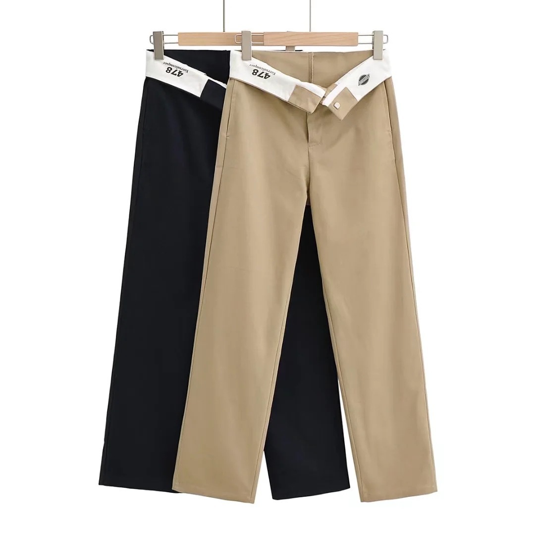 Title 2, Damen-Mode Weite Hose mit umgeschlagenem Bund u...